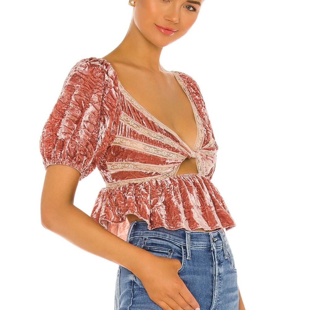 Free People Yours Truly Velvet Top XS